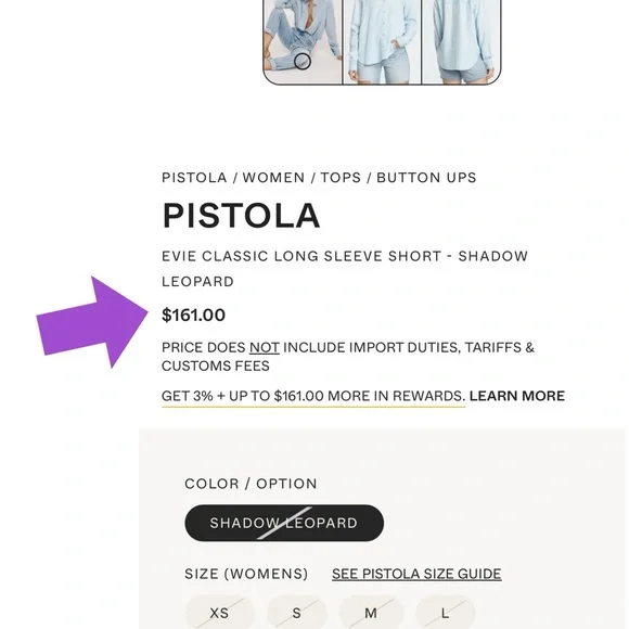 Pistola Evie Designer Button Up Blouse Shadow Leopard Size S Top MSRP $161 - Picture 13 of 13